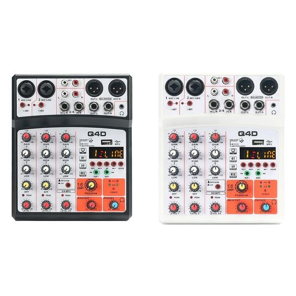 

sound cards 4 channels audio mixer mixing dj console usb with 48v phantom power 16 dsp effects (eu plug)