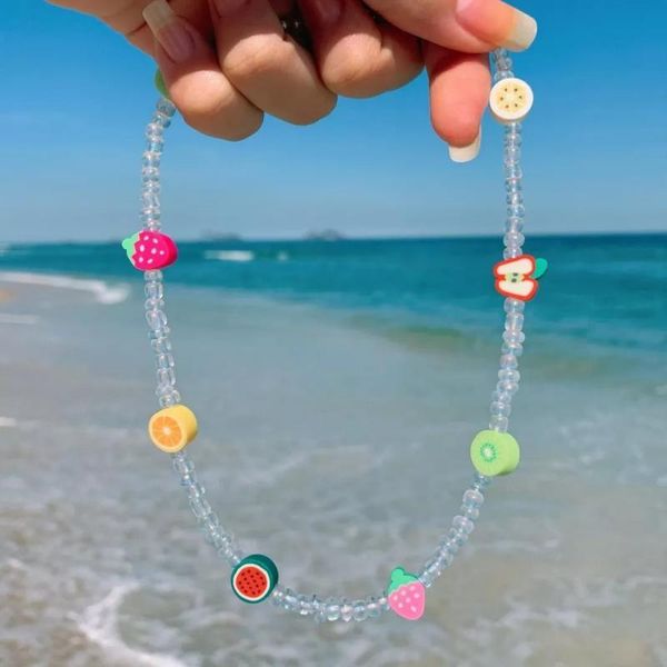 

charm bracelets 2021 boho multicolor glass bead bracelet soft ceramic fruit accessories extension charms jewellery pulseras, Golden;silver