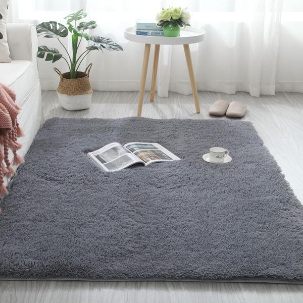 

carpets for modern living room thick silk wool carpet in children's home decoration fluffy and soft large rugs grey