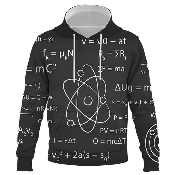 

men's hoodies & sweatshirts spring and autumn season fashion mathematical formula 3d printing men/women universal sweatshirt 2021 overs, Black