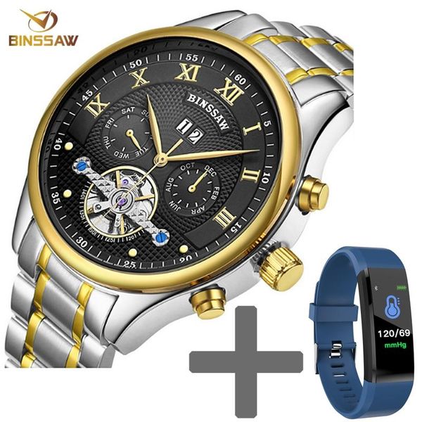 Herren Automatische mechanische Gold -Edelstahl -Uhren Tourbillon Fashion Business Sport Set Women Kid Smart Men Watch Armbanduhren