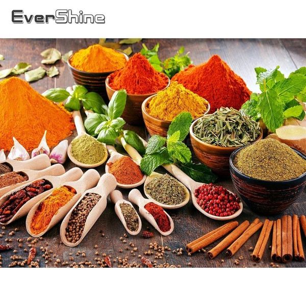 

diamond painting evershine 5d arrivals seasoning embroidery scenery cross stitch mosaic kitchen wall decor