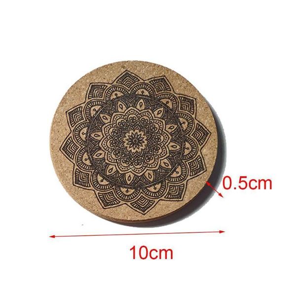 

mats & pads 1 set creative nordic mandala design round shape wooden coasters with rack cork 2021