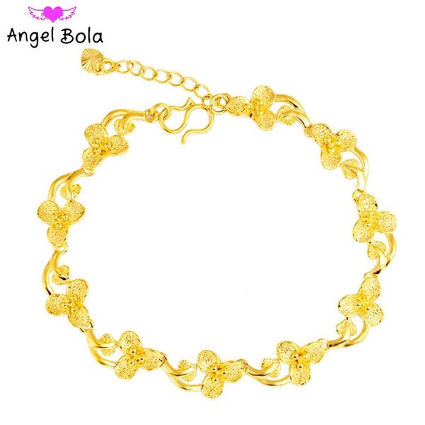 

link, chain design golden flower fashion luxury jewelry lady charm bracelet muslim bride wedding party holiday gift wholesale, Black