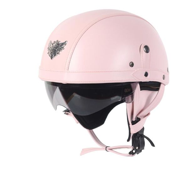

half face motorcycle helmet leather vintage casco moto open retro chopper biker pilot dot sunglasses helmets