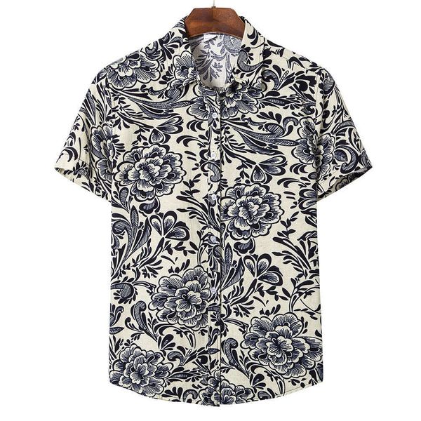 

men's shirt large short sleeve fashion printed men's shirt, White;black