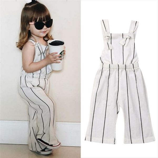 

summer toddler kids baby girls clothes striped jumpsuit sleeveless strap overalls long pants one pieces outfits 1 6y, Blue