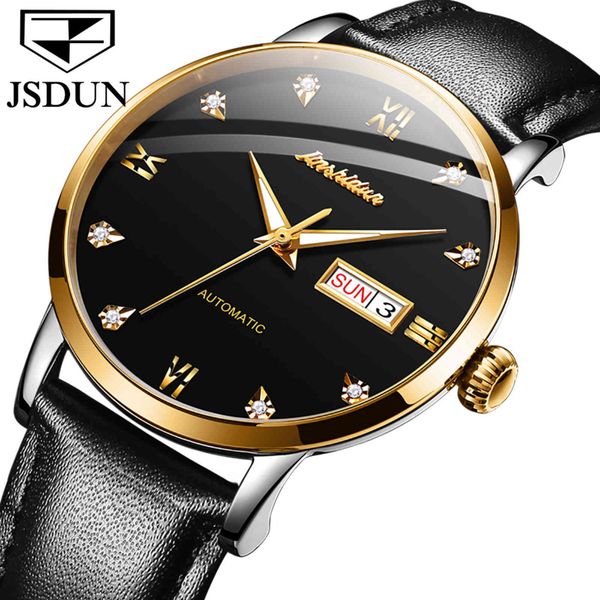 

jsdun men's mechanical watch men sapphire automatic wristwatch waterproof luminous fashion creative simple relogio masculino, Slivery;brown