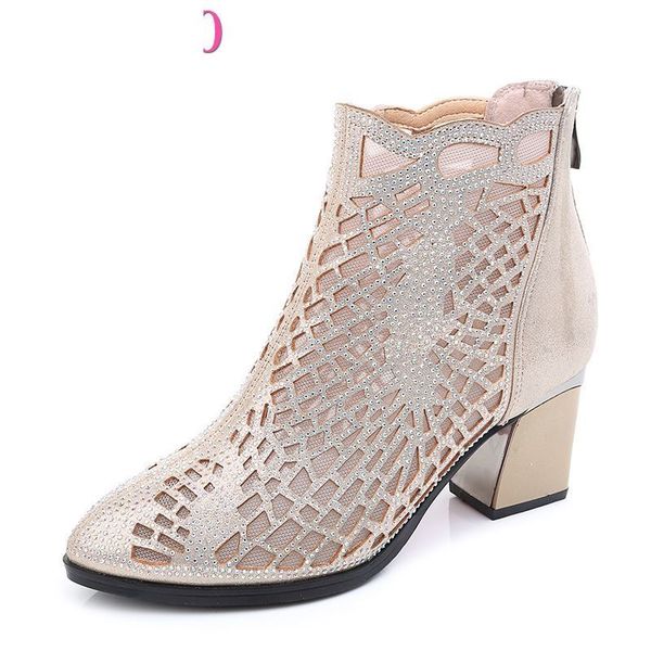 

boots women summer shoes thick heel hollow mesh fashion sandals breathable female cr1d, Black