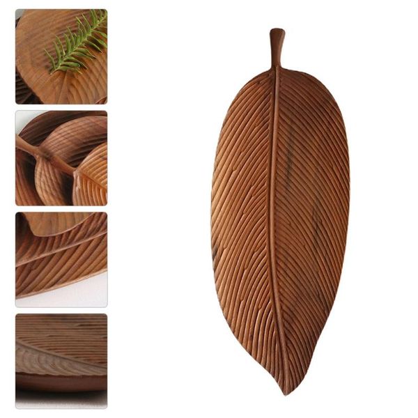 

dishes & plates 1pc hand carving dish exquisite walnut plate leaf shaped wooden