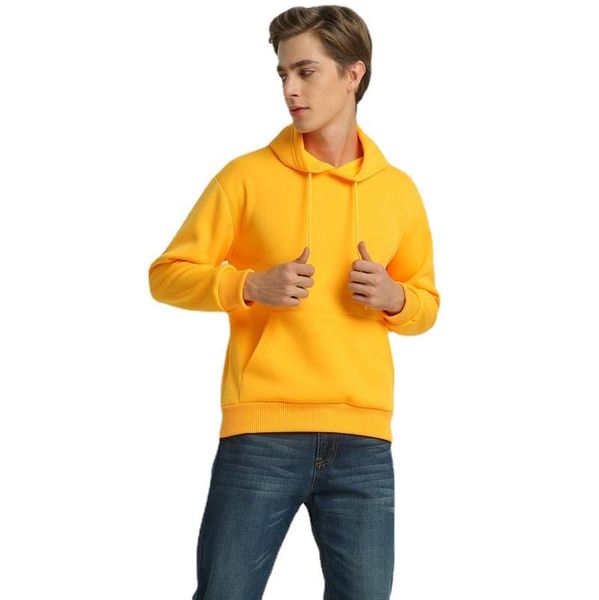 

men's hoodies & sweatshirts autumn and winter cotton clothing european american custom plus velvet solid color sleeve man, Black