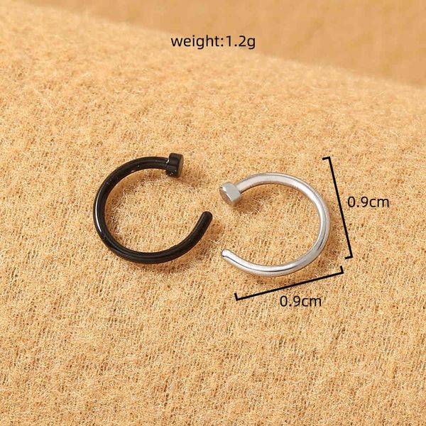 

accessories: stainless steel false ring c-type nail puncture jewelry set clip nose ornament, Silver
