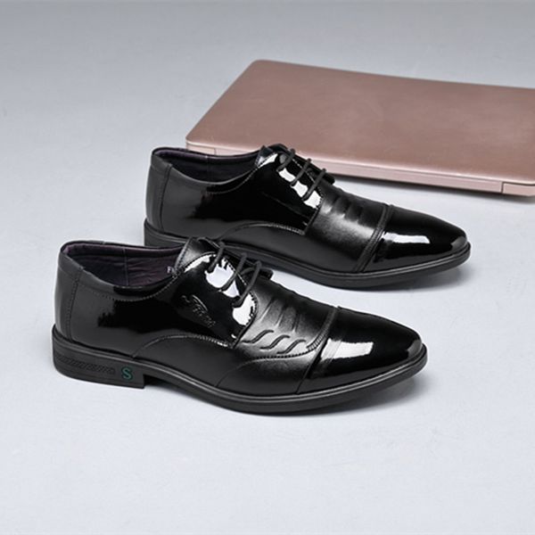 

fashion mens formal shoes cowhide upper high-grade atmosphere pigskin leather insole lace-up party 38-43, Black