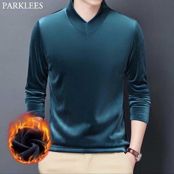 

men's winter velvet velour sweatshirts fashion v neck slim fit sweatshirt men soft cozy warm clothing male sweat homme 3xl 210522, Black