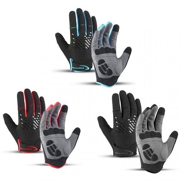 

cycling gloves touchscreen winter thermal warm bicycle bike ski outdoor motorcycle sports full finger riding equipment, Black