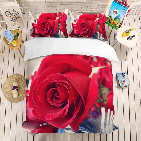 

bedding sets 3d rose series quilt cover 2/3pcs set full size
