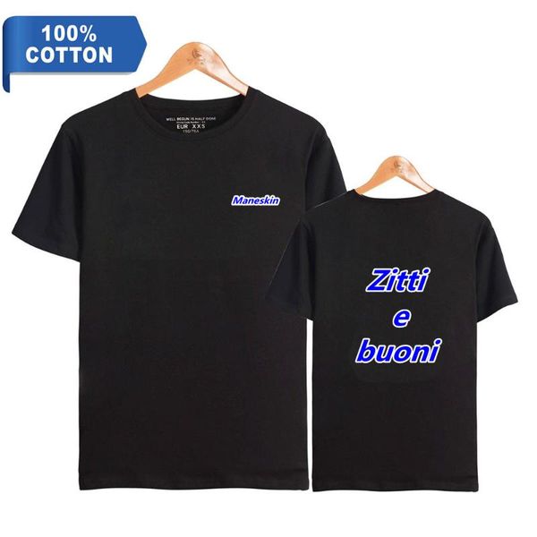 

women's t-shirt black maneskin print t shirt summer holiday fashion men/women 100% cotton novelty hip hop band kids clothing, White