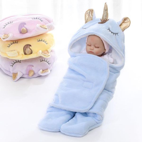 

blankets & swaddling winter thick girls swaddle wrap 65x75cm baby sleeping bags infant boy velvet animal 0-3months