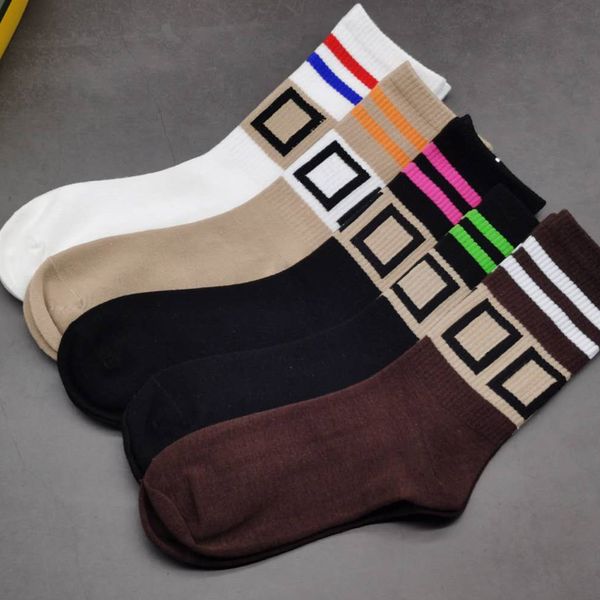 

5style letters embroidery print cartoon stripe decorations cotton socks winter fall fashion designer casual sports breathable knitted, Black;white
