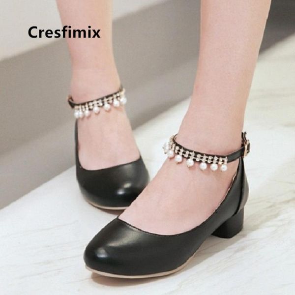 

dress shoes cresfimix women cute sweet comfortable buckle strap high heels lady casual black pu leather heel fashion sexy