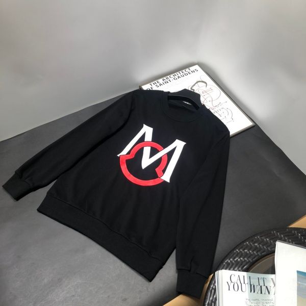 

new monclair spring and autumn fall winter men long sleeve crew neck sweater couples fashionable all-matching sports ins jacket, Black
