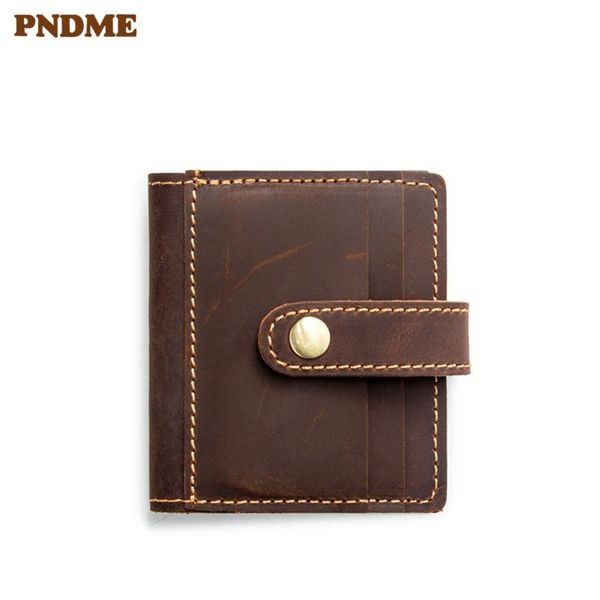 

card holders natural men's women's business holder coin purse retro genuine leather small bag, Brown;gray