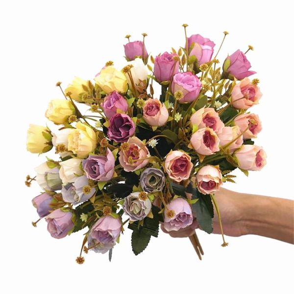 

decorative flowers & wreaths 7p fake autumn rosebud 11.81" length simulation camellia plastic gypsophila for wedding home artificial