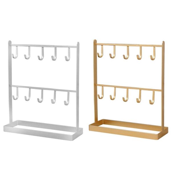 

jewelry pouches, bags 2x tableiron earring hanger necklace ring shelf display porch key rack gold & white, Pink;blue