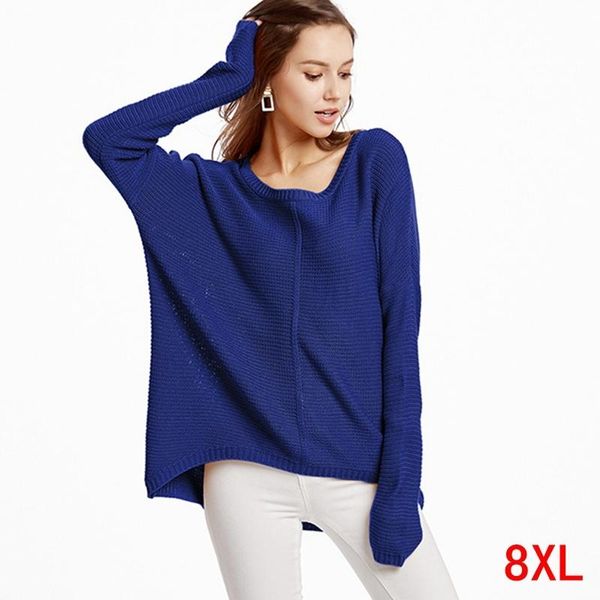 

women's sweaters large size sweater plus 5xl 6xl 7xl 8xl bust 133cm autumn and winter round neck long sleeve loose blue, White;black