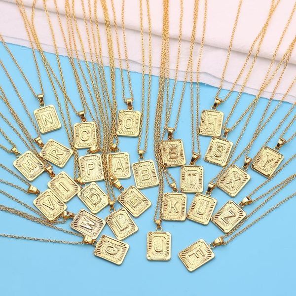 

pendant necklaces capital initial a-z 26 letter necklace gold color chain charm luster medal women men jewelry gift1, Silver