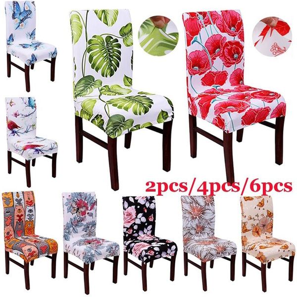 

spandex cover for home armless dining chairs floral leaves plant bird elasticity dust-proof el office chair protector covers