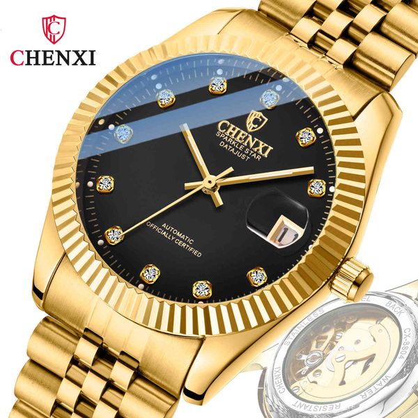 

watch golden mechanical chenxi steel belt 8804a fashion chaoren business 66, Slivery;brown
