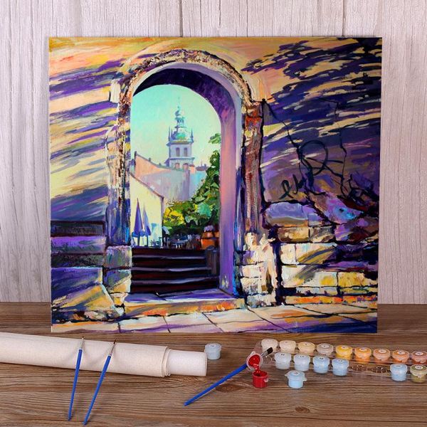 

paintings landscape lviv paint by numbers set acrylic paints 50*70 picture po wall decoration for wholesale