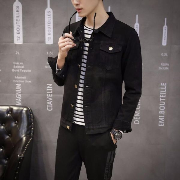 

men's jackets black denim jacket men simple design classic casual slim good quality cotton coat asian size 5xl, Black;brown