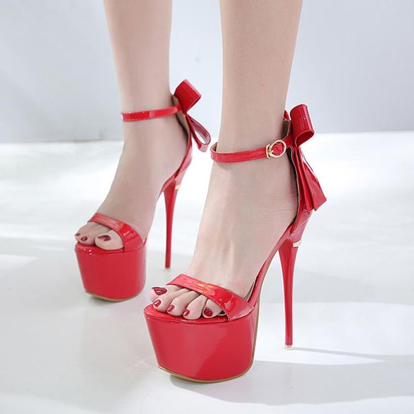 

size 34 high heels16cm stripper shoes red sandals summer wedding party fashion stiletto platform heel, Black