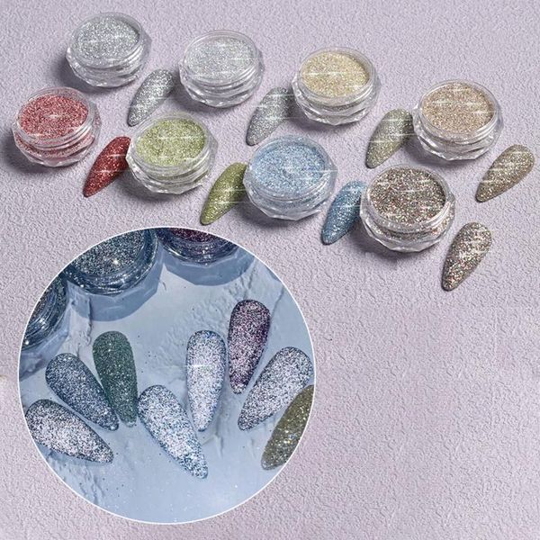 

nail glitter art crystal diamond powder mixed glass micro nails, Silver;gold