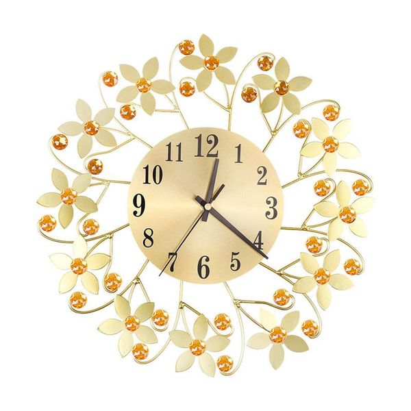 

wall clocks round metal clock diamond leaf petals personalized art decoration for home living room office