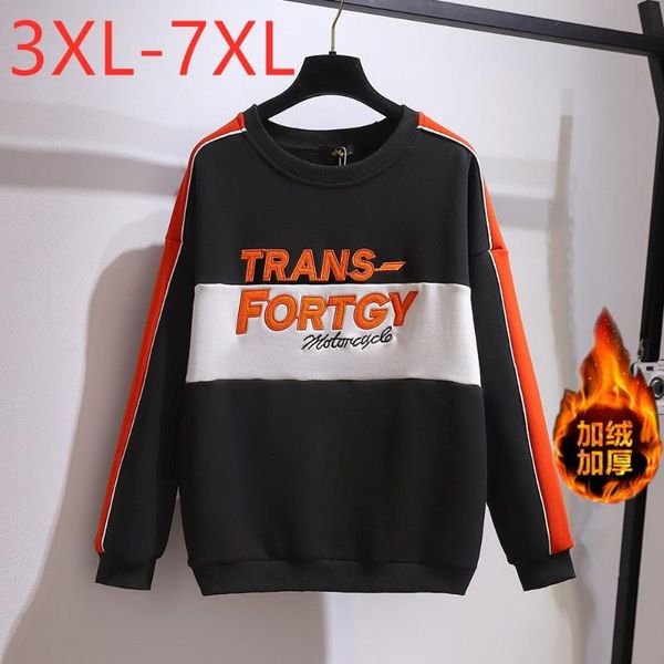 

plus size t-shirt missfansiqi autumn winter for women long sleeve print black wool line thick warm 3xl 4xl 5xl 6xl 7xl