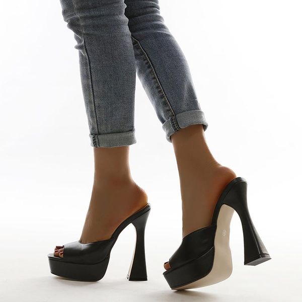 

high heel women sandals open toe shoes dress, Black
