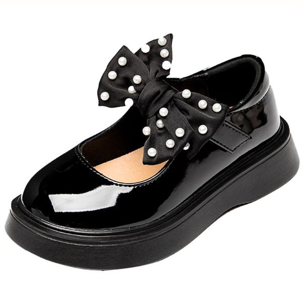 

flat shoes kids knot princess for girls lolita party wedding pumps child students school performance mary jane 2021 high quality, Black;grey