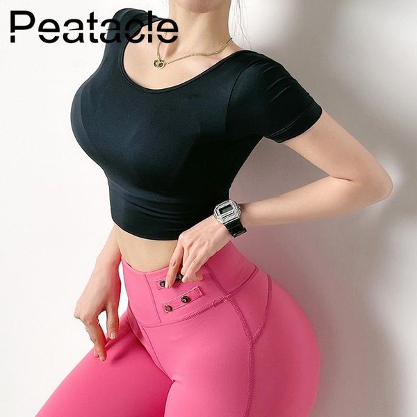 

peatacle tight-fitting sports short sleeve women's yoga wear running quick dry t-shirt summer gym fitness outfit