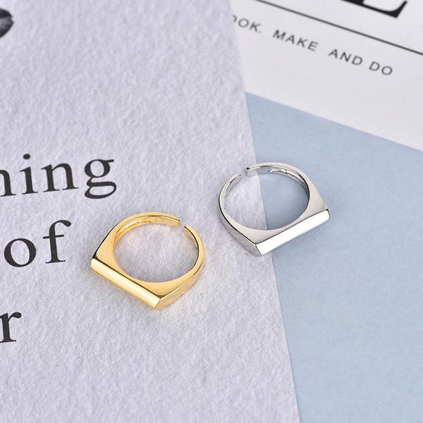 

ins minimalist geometry 925 sterling silver rings for women resizable bijoux argent massif pour femme jewellery cluster, Golden;silver