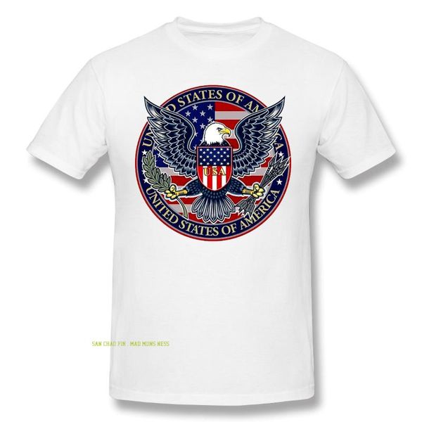 

men's t-shirts usa patriotic eagle 100% cotton fashion o neck custom printed men t shirt, White;black