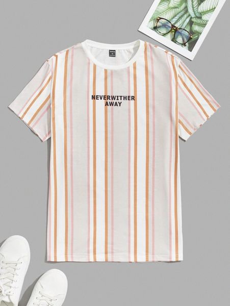 

men block striped and letter graphic tee r2ru#, White;black