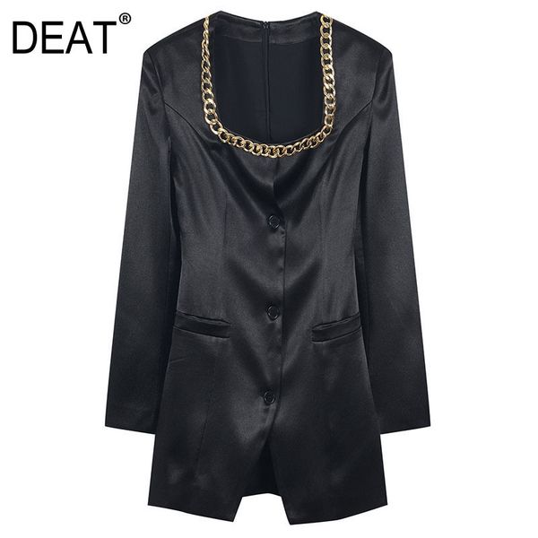 

[deat] half-body skirt two pieces suit new square collar long sleeve black loose women fashion tide spring and summer 210428, White