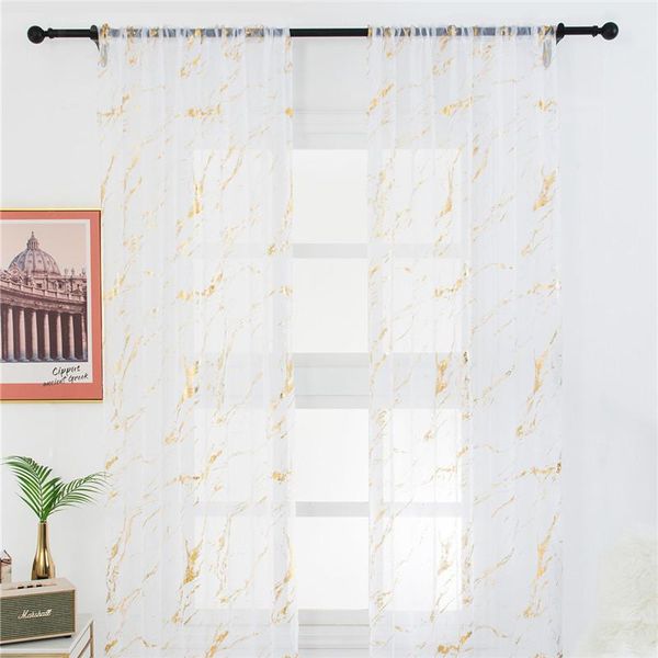

elegant simple gold/silver marble curtain delicate tulle window voile fabric drape valance curtains for home decoration & drapes