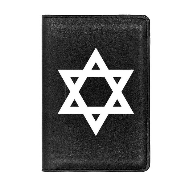 

card holders classic vintage shield of david leather passport cover men women id travel holder wallet, Brown;gray