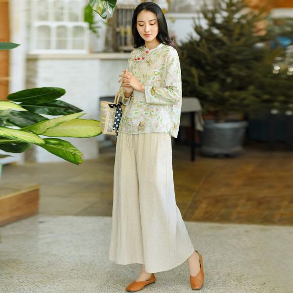 

cotton and women's high waist wide leg pants in spring summer & capris, Black;white