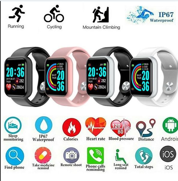 Mulheres Homens Smart Watches Y68 Waterproof Watch para Android iOS Electronics Relógio Fitness Tracker REAL Coração Frequência Silicone Strap SmartWatch