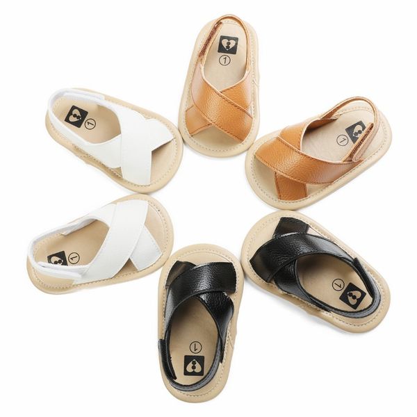 

baby boys roma sandals cross hollow out soft sole summer beach shoes first walkers baby shoes, Black;red